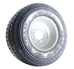 4 Brand New 205x50-10 Iona Driver Tires on 10x7 Split 8 Spoke Spider MF Gunmetal Golf Cart Wheels