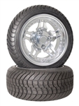 4 Brand New 215x35-12 Achieva Tires on 12x7 Supernova Polish Finish Golf Cart Wheels