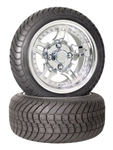 4 Brand New 215x35-12 Achieva Tires on 12x7 Supernova Vacuum Chrome Finish Golf Cart Wheels