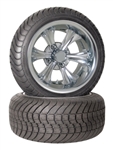 4 Brand New 215x35-12 Achieva Tires on 12x7 Full 6 Spoke New Era Polish Golf Cart Wheels