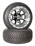 4 Brand New 215x35-12 Achieva on 12x7 SS108 Alloy 8spk MF Golf Cart Wheels