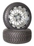 4 Brand New 215x35-12 Achieva on 12x7 Split 8 Spoke Spider Polish Golf Cart Wheels