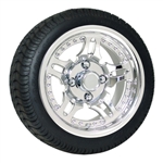 4 Brand New 205x30-12 Ultra GT Tires on 12x7 Supernova Vacuum Chrome Finish Golf Cart Wheels