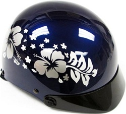 Adult Hibiscus Flower Hawaiian Motorcycle Half Helmet (DOT Approved)