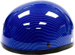 Adult Blue Carbon Fiber Half Scooter Helmet (DOT Approved)
