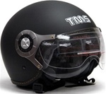 Adult Matte Black Pilot Style Open Face Helmet (DOT Approved)