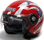 Adult Red Pilot Style Butterfly Graphic Open Face Helmet (DOT Approved)