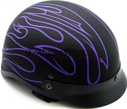 TMS Matte Flame Motorcycle Half Helmet Biker (DOT Approved)