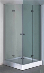Aluminum Frame Shower Enclosure Set w/ Hinged Doors & Base