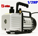 1/2HP 5CFM Single Stage Vacuum Pump w/ HVAC A/C Refrigeration Gauge Set & a Free Bottle Vacuum Oil