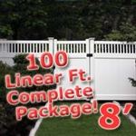 100 ft Complete Solid PVC Vinyl Privacy Fence 8' Wide Fencing Package w/ Accent Top