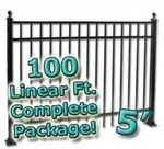 100 ft Complete Elegant Residential Aluminum Fence 5' High Fencing Package