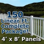 150 ft Complete Solid PVC Vinyl Closed Top Picket Fencing Package - 4' x 8' Fence Panels w/ 3" Spacing