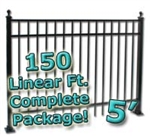 150 ft Complete Elegant Residential Aluminum Fence 5' High Fencing Package