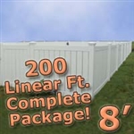 200 ft Complete Solid PVC Vinyl Semi-Privacy Fence 8' Wide Fencing Package