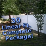 30 ft Complete Solid PVC Vinyl Privacy Fence 6' Wide Fencing Package