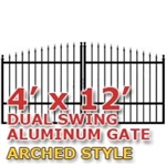 4' x 12' Residential Dual Aluminum Arch Style Driveway Gate