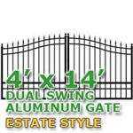 4' x 14' Residential Dual Aluminum Estate Style Driveway Gate