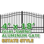 4' x 18' Residential Dual Aluminum Estate Style Driveway Gate