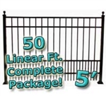 50 ft Complete Puppy Panel Residential Aluminum Fence 5' High Fencing Package