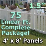 75 ft Complete Solid PVC Vinyl Open Top Scallop Picket Fencing Package - 4' x 8' Fence Panels w/ 1.5" Spacing
