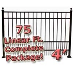 75 ft Complete Puppy Panel Residential Aluminum Fence 4' High Fencing Package