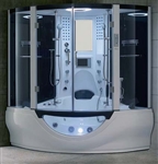 Brand New Modern White Jetted Tub and Steam Shower Room - 64.1" x 64.1" x 87.8"