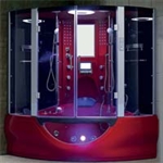 Brand New Luxury Red Jetted Tub and Steam Shower Room - 64.1" x 64.1" x 87.8"