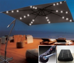 Brand New 8' x 8' Cantilever Patio Umbrella w/ 24 Solar Powered LED Lighting