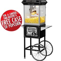 Brand New Full Size Carnival Style 8oz Hot Oil Popcorn Machine w/ Cart