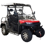 Buck 450X Gas Golf Cart UTV Utility Vehicle 25HP 2WD/4WD With Extended Roof - Red
