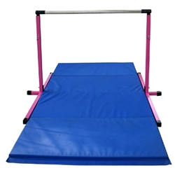 High Quality 3'-5' Pink Adjustable Bar with Blue 8' Folding Mat