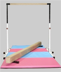 High Quality 3'-5' White Adjustable Bar with 8' Tan Beam and 8' Folding Mat