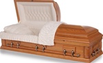 OVERSIZED 18 Gauge Steel Casket - Natural Oak Finish