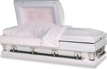 OVERSIZED 18 Gauge Steel Casket (White with Blossom Interior)