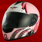 Adult Queen Pink Face Motorcycle Helmet with Bluetooth (DOT Approved)