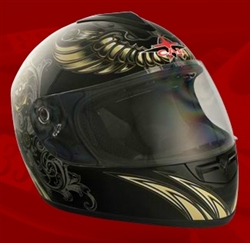 Adult Aviator Black Full Face Motorcycle Helmet (DOT Approved)
