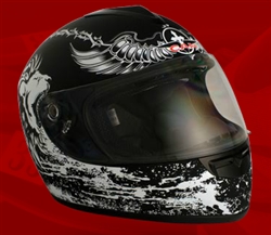 Adult Crusader Black Full Face Motorcycle Helmet (DOT Approved)