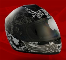 Adult Dark Angel Black Full Face Motorcycle Helmet (DOT Approved)