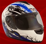 Adult Royal Blue Face Motorcycle Helmet (DOT Approved)
