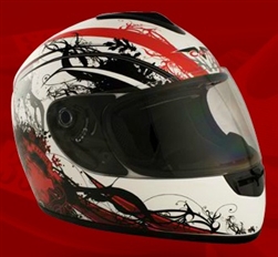 Adult Royal Red Face Motorcycle Helmet (DOT Approved)