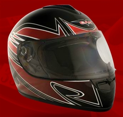 Adult Spartan Red Full Face Motorcycle Helmet (DOT Approved)