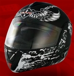 Adult Crusader Black Flip Up Motorcycle Helmet with Bluetooth (DOT Approved)