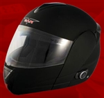 Adult Flat Black Flip Up Motorcycle Helmet with Bluetooth (DOT Approved)