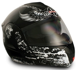 Adult Crusader Black Flip Up Motorcycle Helmet (DOT Approved)