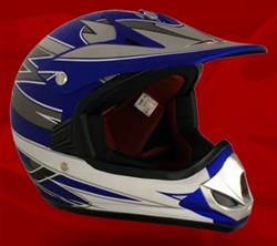 Youth Blue Matte Motocross Helmet (DOT Approved)