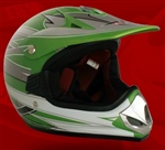 Youth Green Glossy Motocross Helmet (DOT Approved)