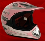Youth Pink Glossy Motocross Helmet (DOT Approved)