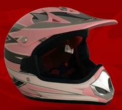 Youth Pink Matte Motocross Helmet (DOT Approved)