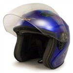 Adult Blue Metro Open Face Motorcycle Helmet (DOT Approved)